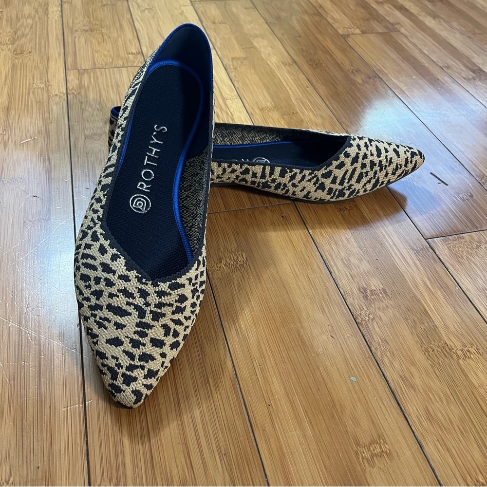 Rothy's The Point I Ballet Flat Leopard Print Desert Cat RETIRED Like New - Picture 6 of 9